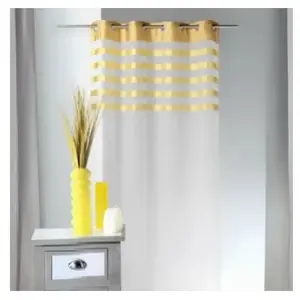 HOME MAISON Voilage avec parement à rayures satinées et colorées Jaune 140x250 cm pas cher