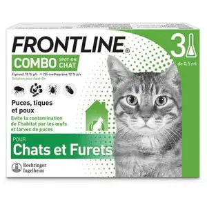 Comparateur de prix : Combo Frontline® 3 pipettes Spot-on Chat contre puces, tiques et poux