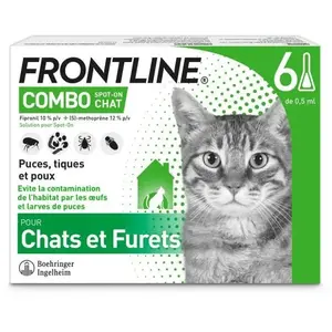 Comparateur de prix : 6 x Combo Frontline® Spot-on Chat - 6 pipettes contre puces, tiques et poux