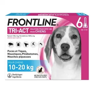 Comparateur de prix : 6 pipettes Frontline Tri Act pour chien de taille moyenne, 10 à 20 kg