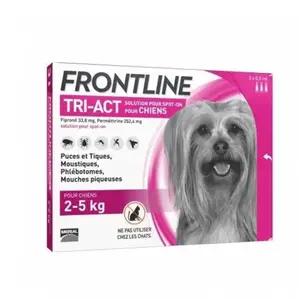 Comparateur de prix : Frontline Tri-Act Chiens XS 2-5 kg 3 Pipettes