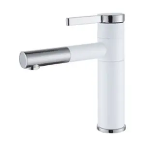 Mitigeur lavabo blanc et chromé - ESSEBAGNO - Ultrate - Monotrou - Pivotant - Economie d'eau pas cher