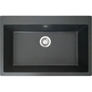 Comparateur de prix : Evier 1 grande cuve seule 76x50 en résine noir Essebagno Sierra