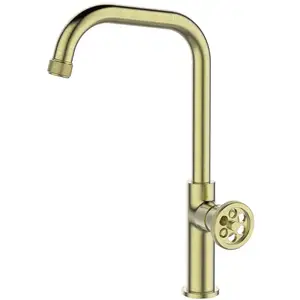 ESSEBAGNO Mitigeur évier Indus - Or brossé - Pivotant - Laiton - Economie d'eau pas cher