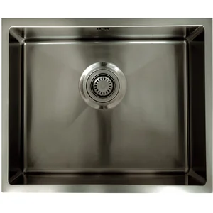 Essebagno - vier 1 cuve seule 55x45 Luisa en inox gris gun métal pas cher