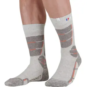 Monnet Trek Lin High - Chaussettes randonnée Gris / Ocre 43 - 44 pas cher
