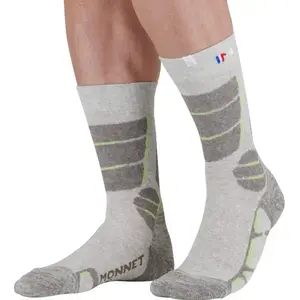 Monnet Trek Lin High - Chaussettes randonnée Gris / Vert 43 - 44 pas cher