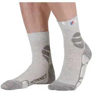 Monnet Trek Lin Mid - Chaussettes randonnée Gris / Blanc 47 - 48 pas cher