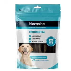 Biocanina hygiène bucco-dentaire triodental grands chiens 15 lamelles pas cher