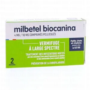 Vermifuge pour chat - Biocanina - Milbetel - 2kg - 2 comprimés - Cestodes et nématodes pas cher