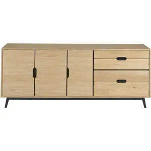 Hellin Buffet bas nordique en chêne naturel 3 portes + 4 tiroirs L200 - JOYCE pas cher