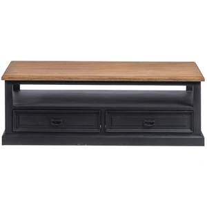 Hellin Table basse en bois noir 4 tiroirs 1 niche pas cher