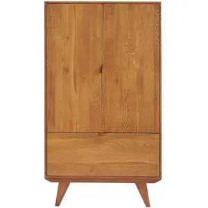 Hellin Buffet haut rétro en bois 2 portes 1 tiroir L80 H140 bronze - MALLET