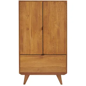 Hellin Buffet haut rétro en bois 2 portes 1 tiroir L80 H140 noir - MALLET