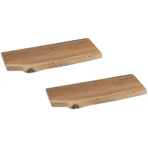 Hellin Lot de 2 etagère murale rectangulaire en bois d'acacia l70