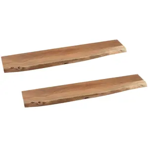 Hellin Lot de 2 etagère murale rectangulaire en bois d'acacia l115