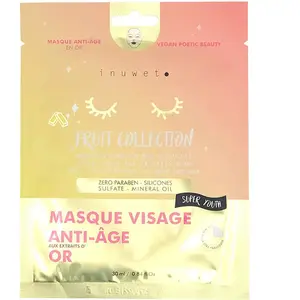Comparateur de prix : INUWET Masque anti-âge 100% bio cellulose - Extraits d'or - Visage - 30 ml