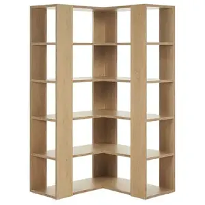 MILIBOO Bibliothèque étagère d'angle finition bois clair chêne L95 cm mussoVendu parnature-et-decouvertes