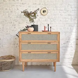 BOIS DESSUS BOIS DESSOUS ALBA  Commode en mindi massifet cannage 100 cm Berah GetahVendu parnature-et-decouvertes