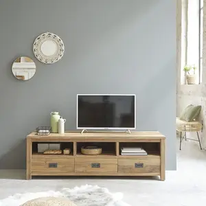 BOIS DESSUS BOIS DESSOUS CARGO Meuble TV en teck recyclé massif 160 cm Berah Getah pas cher