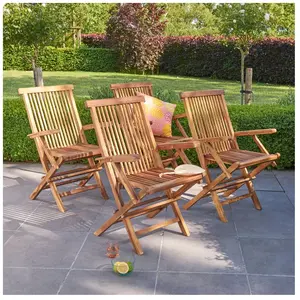 Berah Getah Lot de 4 fauteuils en teck huilé pas cher