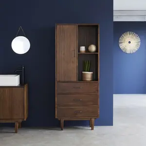 BOIS DESSUS BOIS DESSOUS VINTAGE  Colonne en mindi massif finition noyer Berah Getah
