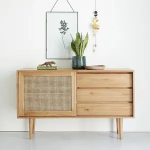 BOIS DESSUS BOIS DESSOUS HANA  Commode en mindi massif et cannage 135 cm Berah Getah