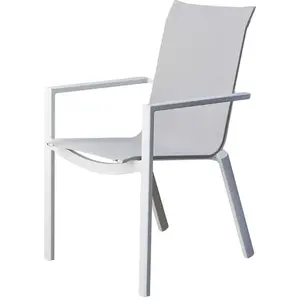 BOIS DESSUS BOIS DESSOUS Fauteuil de jardin en aluminium blanc et textilène gris Berah Getah pas cher