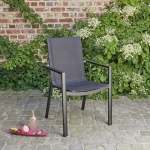 BOIS DESSUS BOIS DESSOUS BALISTAR Fauteuil de jardin en aluminium et textilène gris Berah Getah pas cher