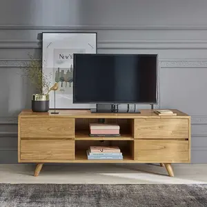 BOIS DESSUS BOIS DESSOUS TILO Meuble TV en mindi massif 140 cm Berah Getah pas cher