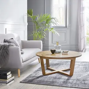 BOIS DESSUS BOIS DESSOUS BASILE Table basse en mindi massif ronde Berah Getah pas cher