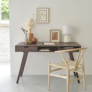 BOIS DESSUS BOIS DESSOUS BRUNE Bureau en manguier massif 120 cm Berah Getah pas cher