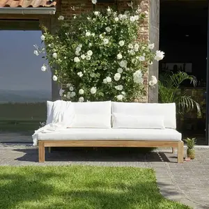 BOIS DESSUS BOIS DESSOUS PALMA Canapé de jardin en teck massif blanc Berah Getah pas cher