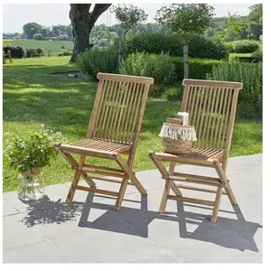 Berah Getah Lot de 2 chaises de jardin en teck huilé pas cher