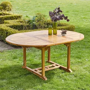 Berah Getah Table de jardin ronde/ovale teck huilé 6 pas cher