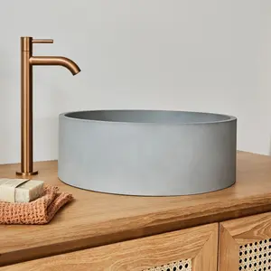 BOIS DESSUS BOIS DESSOUS Berah Getah - Vasque tambour en béton naturel 37 cm pas cher