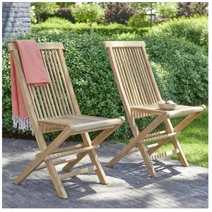 BOIS DESSUS BOIS DESSOUS Lot de 2 chaises de jardin en teck brut pas cher