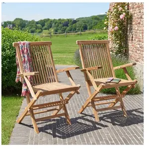 Berah Getah Lot de 2 fauteuils de jardin en teck bru pas cher