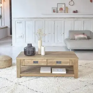 BOIS DESSUS BOIS DESSOUS CARGO Table basse en teck recyclé massif Berah Getah pas cher