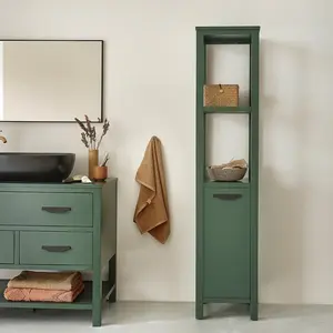 OLIVIA Colonne de salle de bain verte en bois d'acacia Berah Getah pas cher