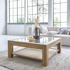 BOIS DESSUS BOIS DESSOUS BOSTON  Table basse en teck massif vitrée Berah Getah