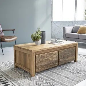 BOIS DESSUS BOIS DESSOUS CARGO Table basse en teck recyclé massif Berah Getah pas cher