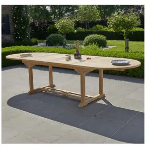 BOIS DESSUS BOIS DESSOUS Berah Getah - Table de jardin en teck massif extensible ovale 10/12 places pas cher