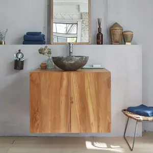 BOIS DESSUS BOIS DESSOUS MAË Meuble de salle de bain en teck massif 80 cm Berah Getah pas cher