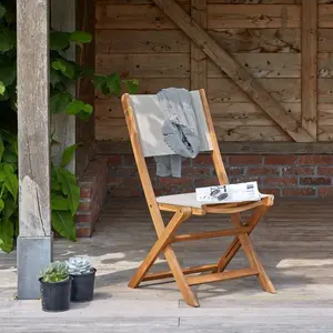 Chaise pliante en bois d'acacia Marron pas cher