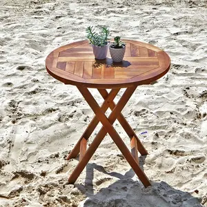 Berah Getah Table de jardin ronde en teck pas cher