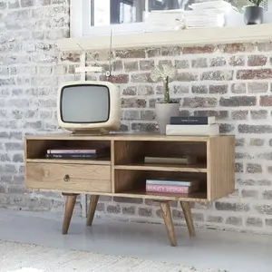 BOIS DESSUS BOIS DESSOUS OSCAR Meuble TV en mindi massif 110 cm Berah Getah pas cher