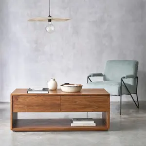 BOIS DESSUS BOIS DESSOUS MILO  Table basse en mindi massif finition noyer Berah Getah pas cher