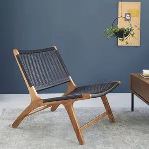 BOIS DESSUS BOIS DESSOUS LINA  Fauteuil en teck massif et tissage Berah Getah pas cher