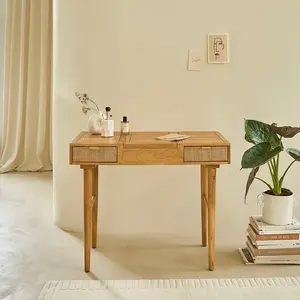 BOIS DESSUS BOIS DESSOUS FELICIE  Bureau en manguier massif et cannage Berah Getah pas cher